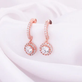 Wholesale 925 Sterling Silver czDiamond Rose Gold Plated Drizzle Drop Earrings Supplier - 3