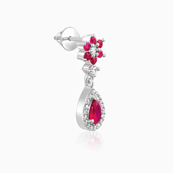 Wholesale 925 Sterling Silver czDiamond Pink Flower Drop Earrings Supplier - 3