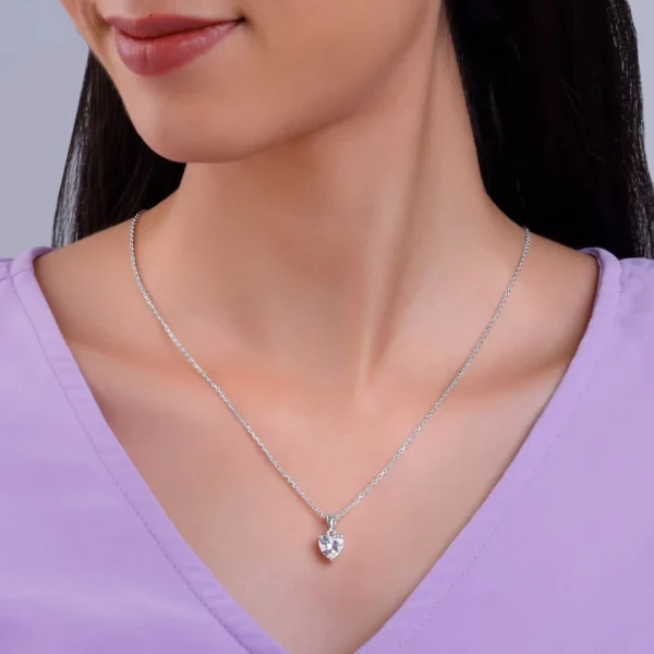 Wholesale 925 Sterling Silver czDiamond Eternal Heart Pendant Chain Supplier - 5