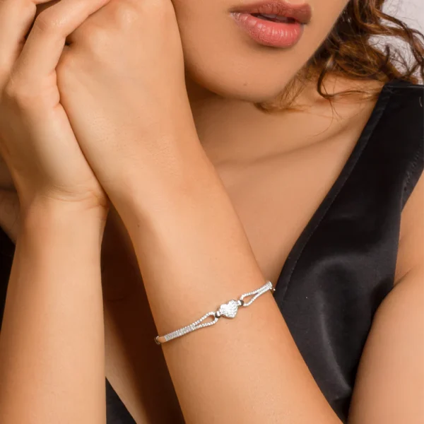 Wholesale 925 Sterling Silver czDiamond Heart Bracelet Supplier - 3