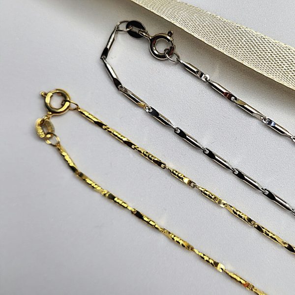 Wholesale 925 Sterling Silver Italian Twist Bar Silver / Yellow Gold Plated Chain Supplier - 1