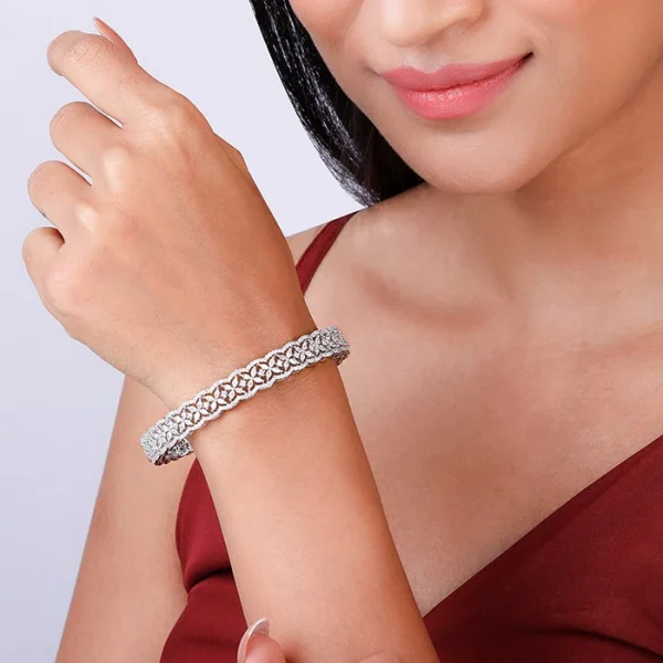 Wholesale 925 Sterling Silver czDiamond Lace Bangles Supplier - 4
