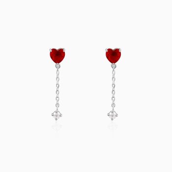 Wholesale 925 Sterling Silver Red Heart Drop Dangler Earrings Supplier - 6