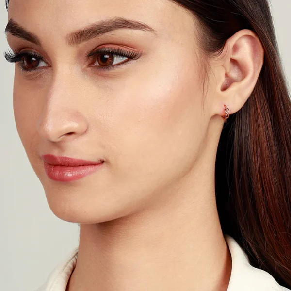Wholesale 925 Sterling Silver Rose Gold Plated Infinity Loop Hoop Earrings Supplier - 4