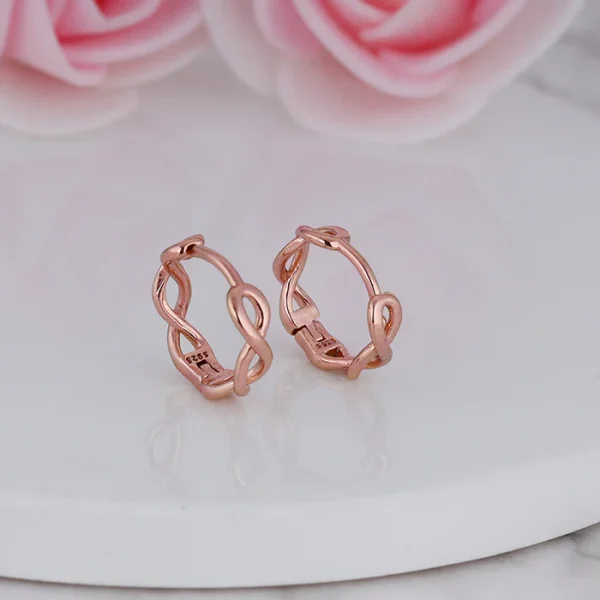 Wholesale 925 Sterling Silver Rose Gold Plated Infinity Loop Hoop Earrings Supplier - 5
