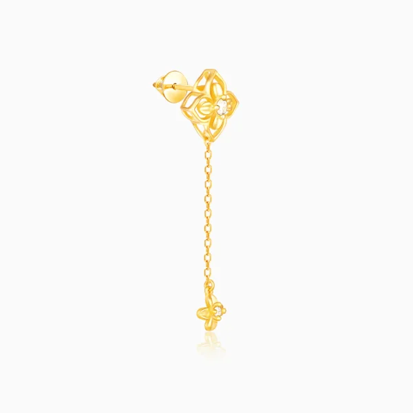 Wholesale 925 Sterling Silver czDiamond Yellow Gold Plated Artsy Earrings Supplier - 3