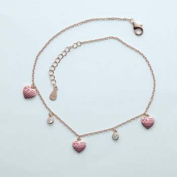Wholesale 925 Sterling Silver Rose Gold Plated Sweetheart Glow Anklets Supplier - 1