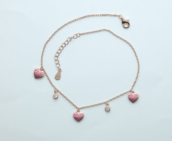 Wholesale 925 Sterling Silver Rose Gold Plated Sweetheart Glow Anklets Supplier - 1