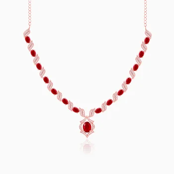 Wholesale 925 Sterling Silver Rose Gold Plated Red Pretty Women Necklace Supplier - 1