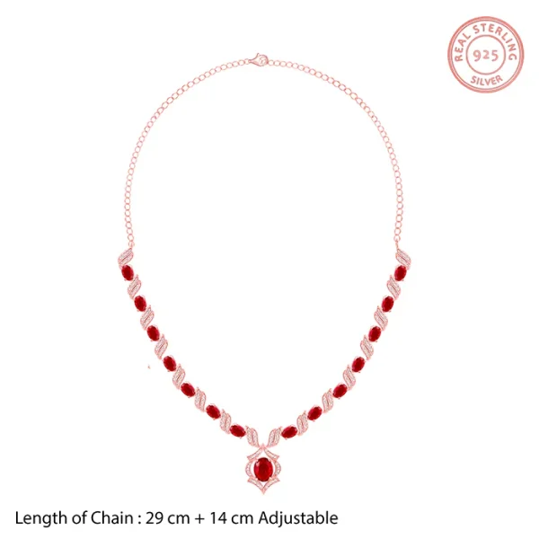 Wholesale 925 Sterling Silver Rose Gold Plated Red Pretty Women Necklace Supplier - 4