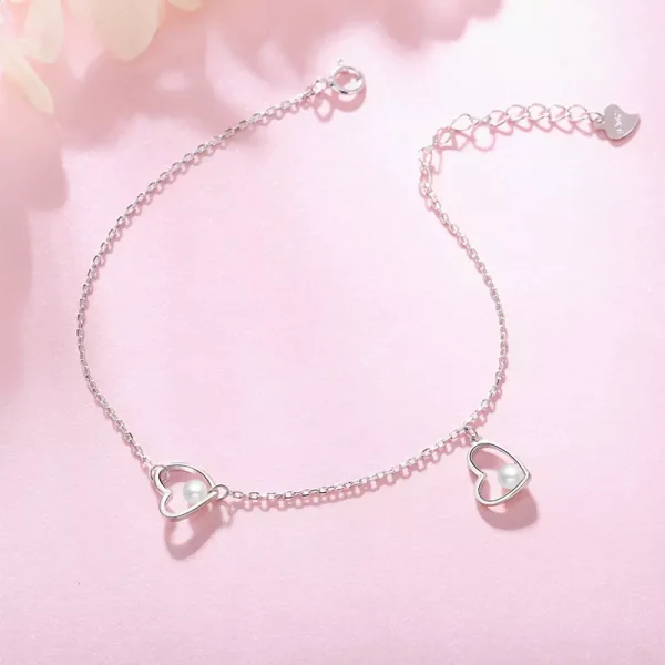Wholesale 925 Sterling Silver Pearl Heart Bracelet Supplier - 3