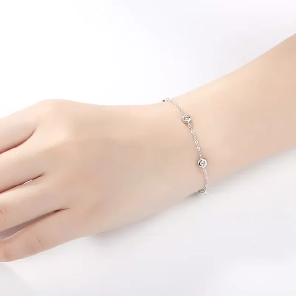 Wholesale 925 Sterling Silver czDiamond Hexagon Bracelet Supplier - 2