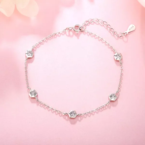 Wholesale 925 Sterling Silver czDiamond Hexagon Bracelet Supplier - 1
