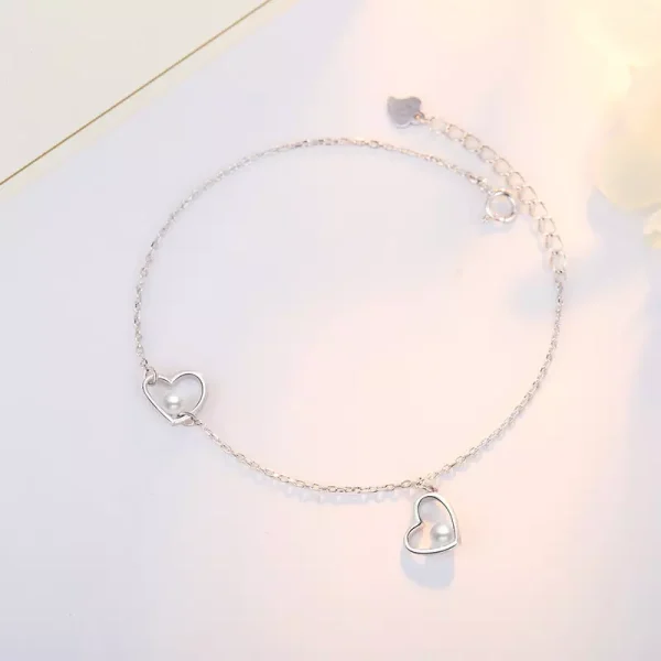 Wholesale 925 Sterling Silver Pearl Heart Bracelet Supplier - 1