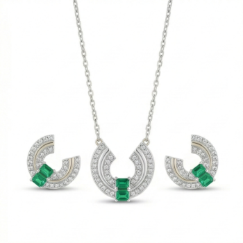 LUXE collection – U-Shaped Geometric Necklace and Earrings Set in High Polish Finish – Premium 925 Silver Fine Jewellery