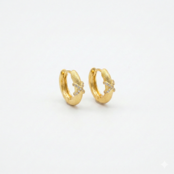 LUXE collection – Textured Criss-Cross Hoop Earrings Yellow Gold Finish – Premium 925 Silver Fine Jewellery for Women
