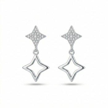 LUXE collection – High Polish Open Star Drop Earrings Jewellery for Women