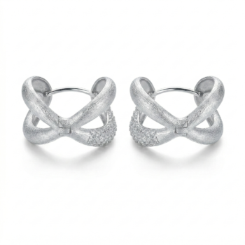 LUXE collection – Brushed Finish Criss Cross X-Shape Huggie Hoop Earrings Jewellery for Women