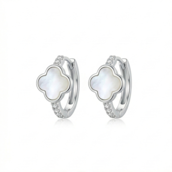 LUXE collection – High Polish MOP Clover Hoop Earrings Jewellery for Women