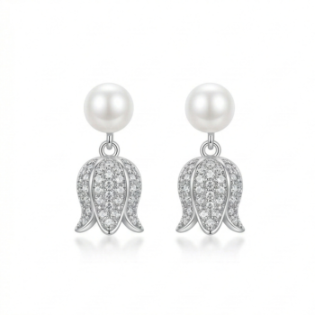 LUXE collection – High Polish Pearl and Tulip Drop Earrings Jewellery for Women