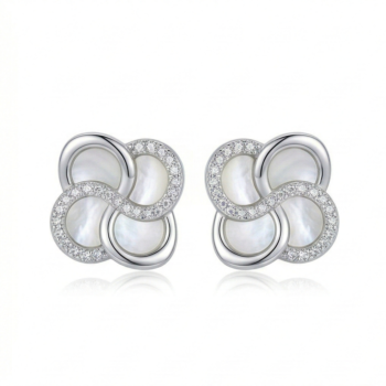 LUXE collection – Interwoven Floral Stud Earrings Rhodium Finish – Premium 925 Silver Fine Jewellery for Women