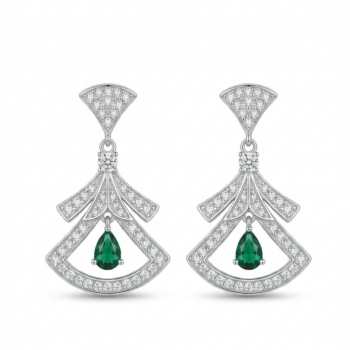 LUXE collection – Art Deco Geometric Drop Earrings Rhodium Finish Vintage Jewellery for Women