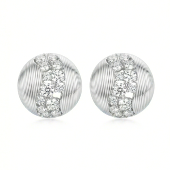 LUXE collection – Textured Round Stud Earrings Rhodium Finish Contemporary Jewellery for Women