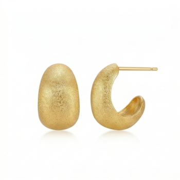 LUXE collection – Chunky Half Hoop Stud Earrings Gold Plated Matte Finish Minimalist Jewellery for Women