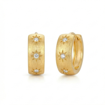 LUXE collection – Gold Plated Brushed Starburst Hoop Earrings Jewellery for Women