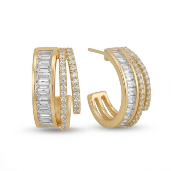 LUXE collection – Gold Plated Multi-Row Hoop Earrings Statement Jewellery