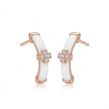 LUXE collection – Rose Gold Plated Clover Enamel Curved Stud Earrings Jewellery for Women