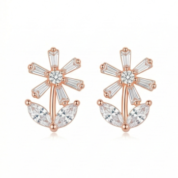LUXE collection – Rose Gold Plated Floral Stud Earrings Elegant Jewellery