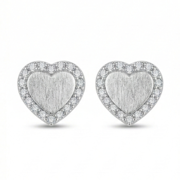LUXE collection – Frosted Heart Halo Stud Earrings High Polish Rhodium Finish Jewellery for Women