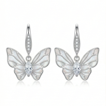 LUXE collection – Butterfly Drop Earrings High Polish Rhodium Finish Jewellery for Women