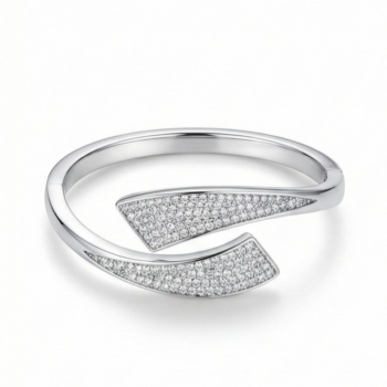 925 Sterling Silver Bypass Kada Bracelet High Polish Rhodium Finish Fine Jewellery