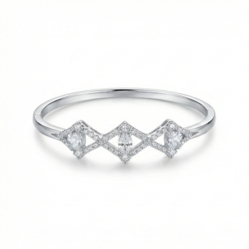 925 Sterling Silver Geometric Rhombus Kada Bracelet High Polish Rhodium Finish Statement Jewellery
