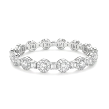 925 Sterling Silver Halo Link Hinged Kada Bracelet High Polish Rhodium Finish Bridal Jewellery