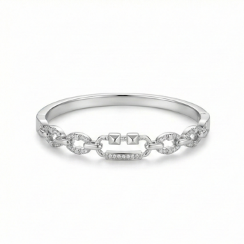 925 Sterling Silver Chain Link Kada Bracelet High Polish Rhodium Finish Contemporary Jewellery