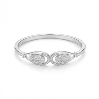 925 Sterling Silver Intersecting Loop Kada Bracelet High Polish Rhodium Finish Infinity Jewellery