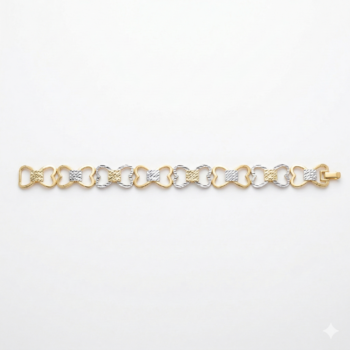 925 Sterling Silver Two Tone Heart Link Bracelet Premium Jewellery for Women