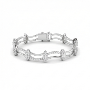 925 Sterling Silver Rhodium Plated Leaf Link Bracelet Premium Jewellery for Women