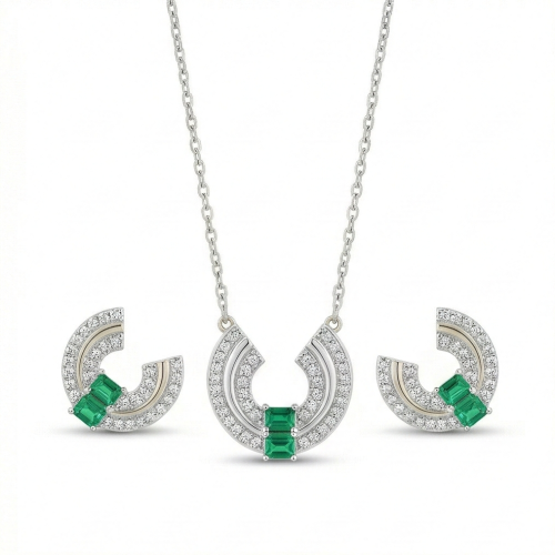 LUXE collection – U-Shaped Geometric Necklace and Earrings Set in High Polish Finish – Premium 925 Silver Fine Jewellery