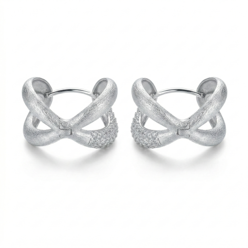 LUXE collection – Brushed Finish Criss Cross X-Shape Huggie Hoop Earrings Jewellery for Women