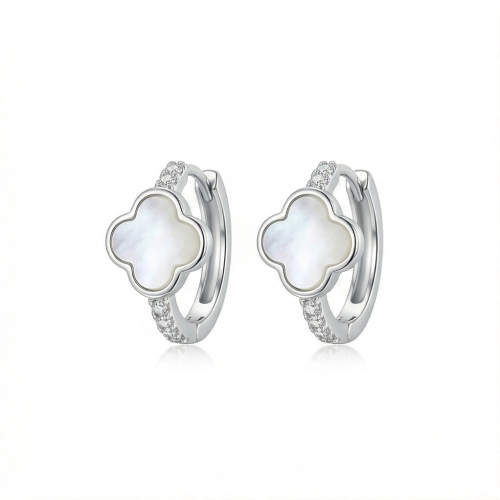 LUXE collection – High Polish MOP Clover Hoop Earrings Jewellery for Women