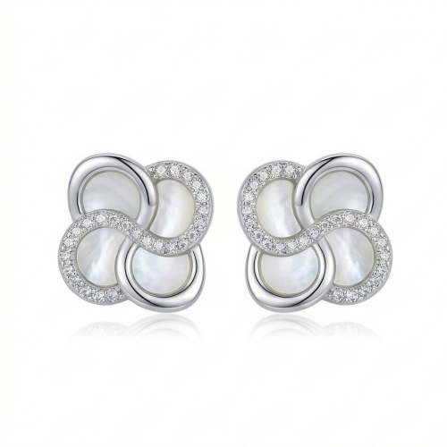 LUXE collection – Interwoven Floral Stud Earrings Rhodium Finish – Premium 925 Silver Fine Jewellery for Women