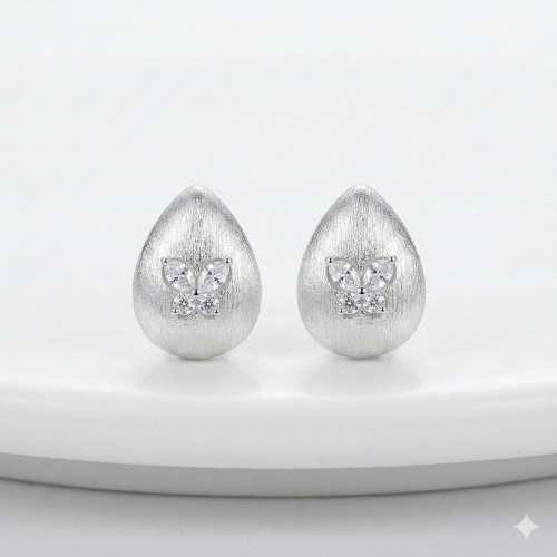 LUXE collection – Brushed Teardrop Butterfly Stud Earrings Matte Finish LUXE Jewellery for Women