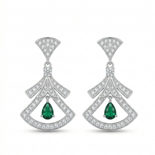 LUXE collection – Art Deco Geometric Drop Earrings Rhodium Finish Vintage Jewellery for Women