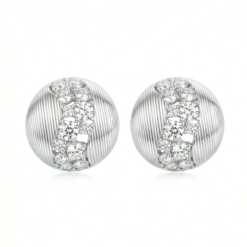 LUXE collection – Textured Round Stud Earrings Rhodium Finish Contemporary Jewellery for Women