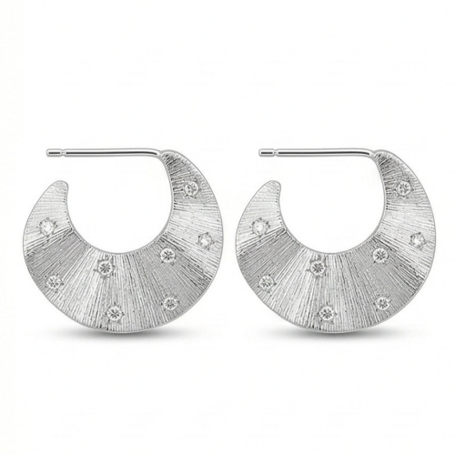 LUXE collection – Crescent Moon Half Hoop Earrings Rhodium Finish Celestial Jewellery for Women