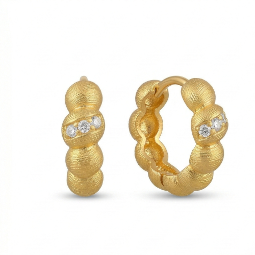 LUXE collection – Gold Plated Textured Beaded Huggie Hoop Earrings Jewellery for Women